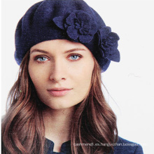 Para mujer de las señoras de lana cálida Angora flores de invierno otoño primavera Cap Hat Beret (HW810)